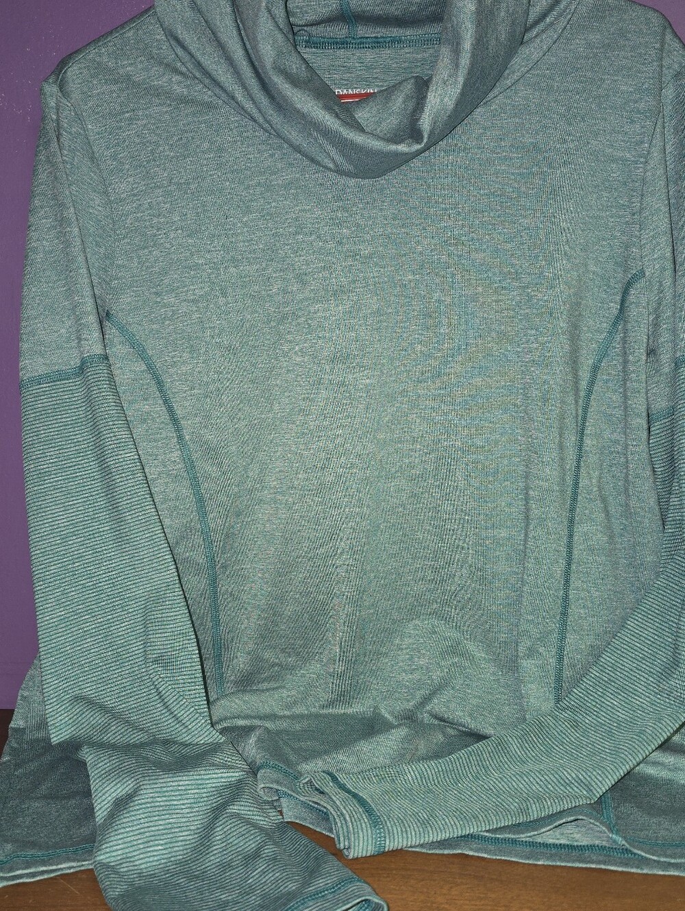 Danskin Now XXL 2X Teal Cowl Neck Long Sleeve Athletic Top